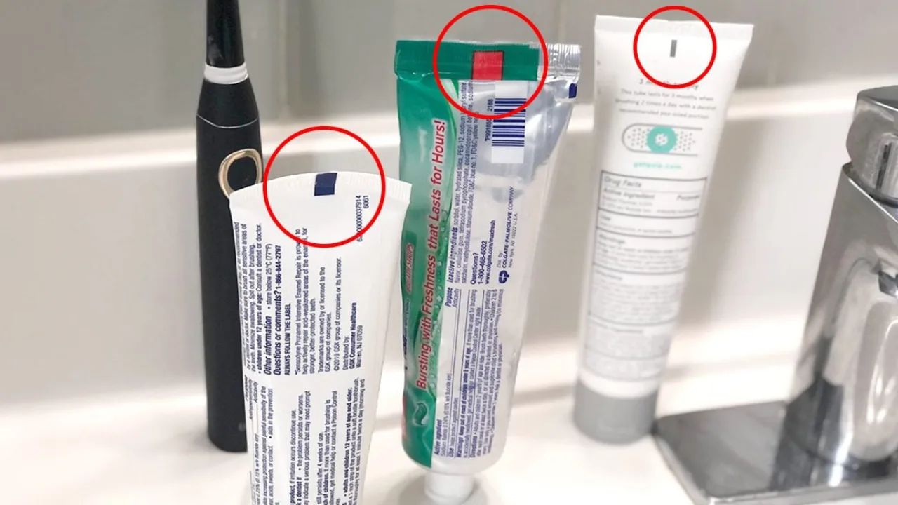 Toothpaste with colored line