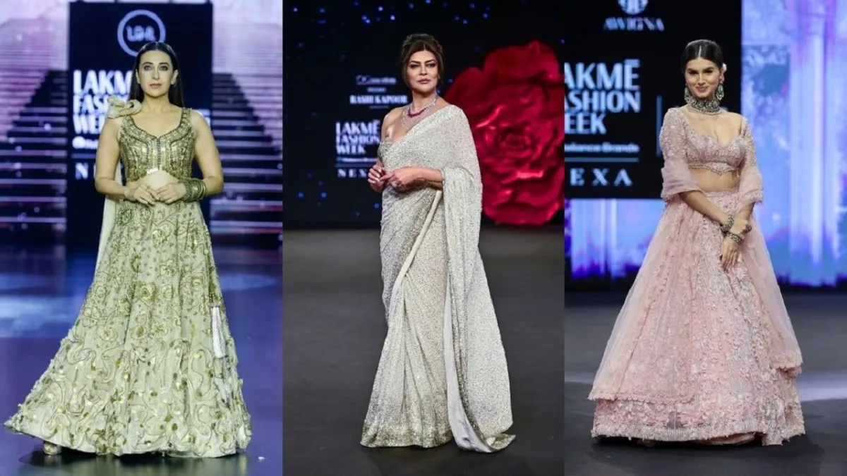 The grand finale of LFW 2024 with Bollywood celebrities Karisma Kapoor Sushmita Sen Tara Sutaria and Shraddha Kapoor