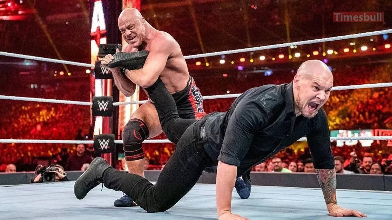 Kurt Angle and Baron Corbin in their Farewell match WrestleMania 35